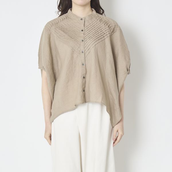 ubasoku/バンドカラーバイアスピンタックブラウス -吸水性・吸湿性に